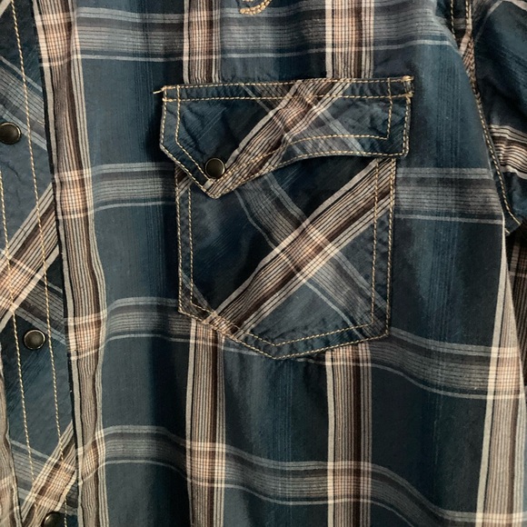 Ely 1878 Mens SZ XXL Blue gray Plaid snap button down Cowboy shirt 100%cotton - Picture 10 of 11